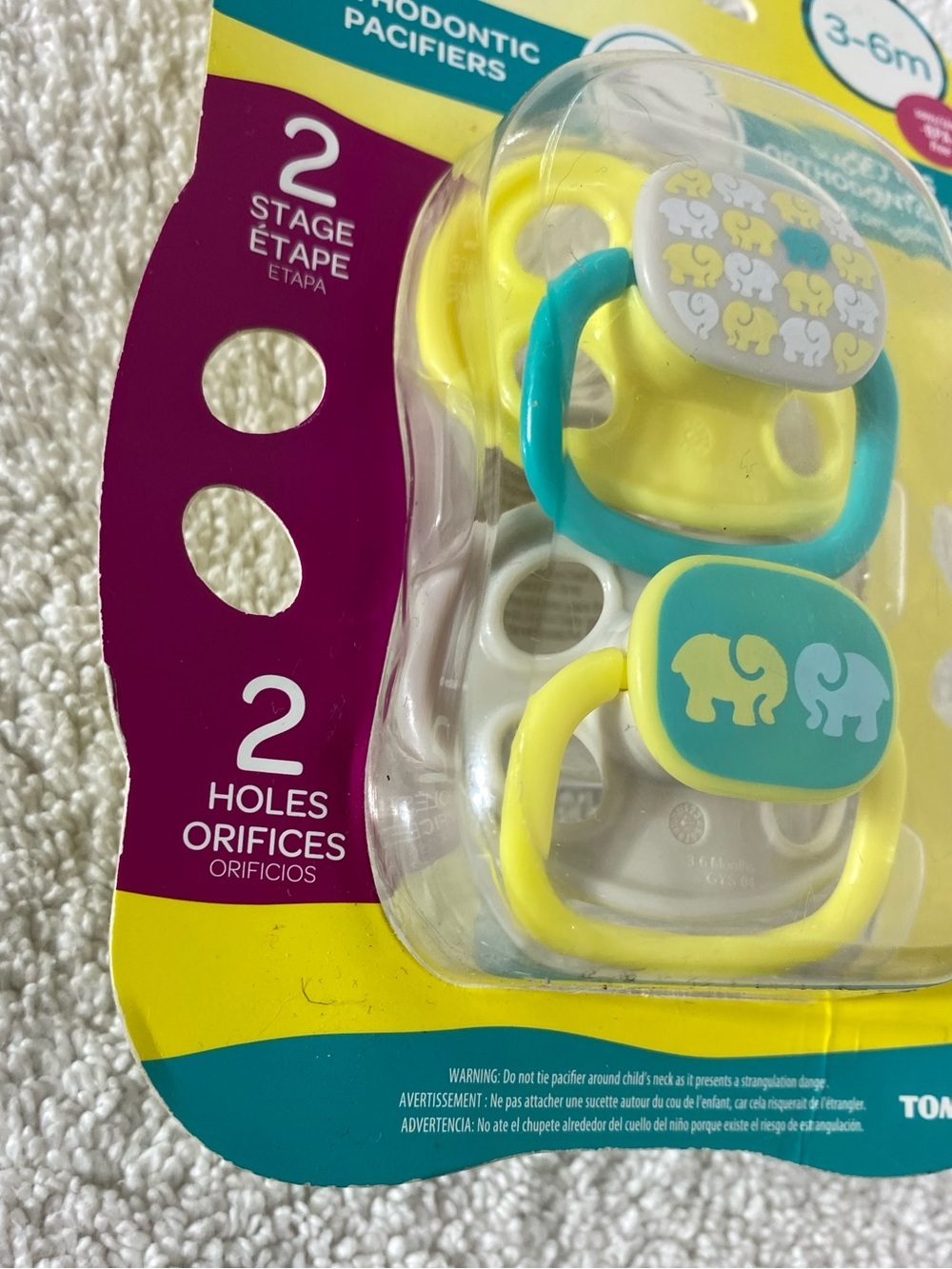 5/$35 The First Years Orthodontic Pacifiers 3-6 Months Elephant 2 Pack NEW - Picture 3 of 12